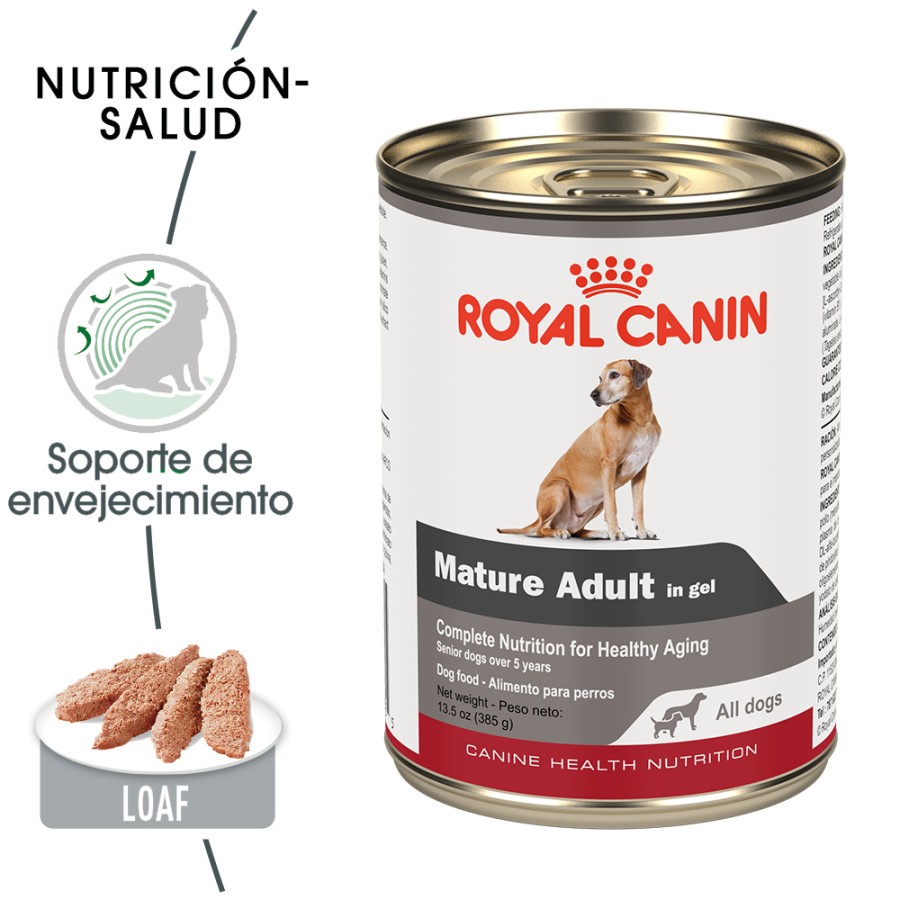 12 latas Royal Canin Mature Adult Todas las Razas Receta Pollo, 385 g